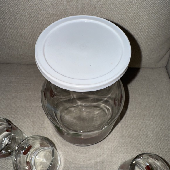 Vintage Apple Anchor Hocking Set Apple Carafe Juice Pitcher and 3 Glasses OLA000 - Picture 4 of 12